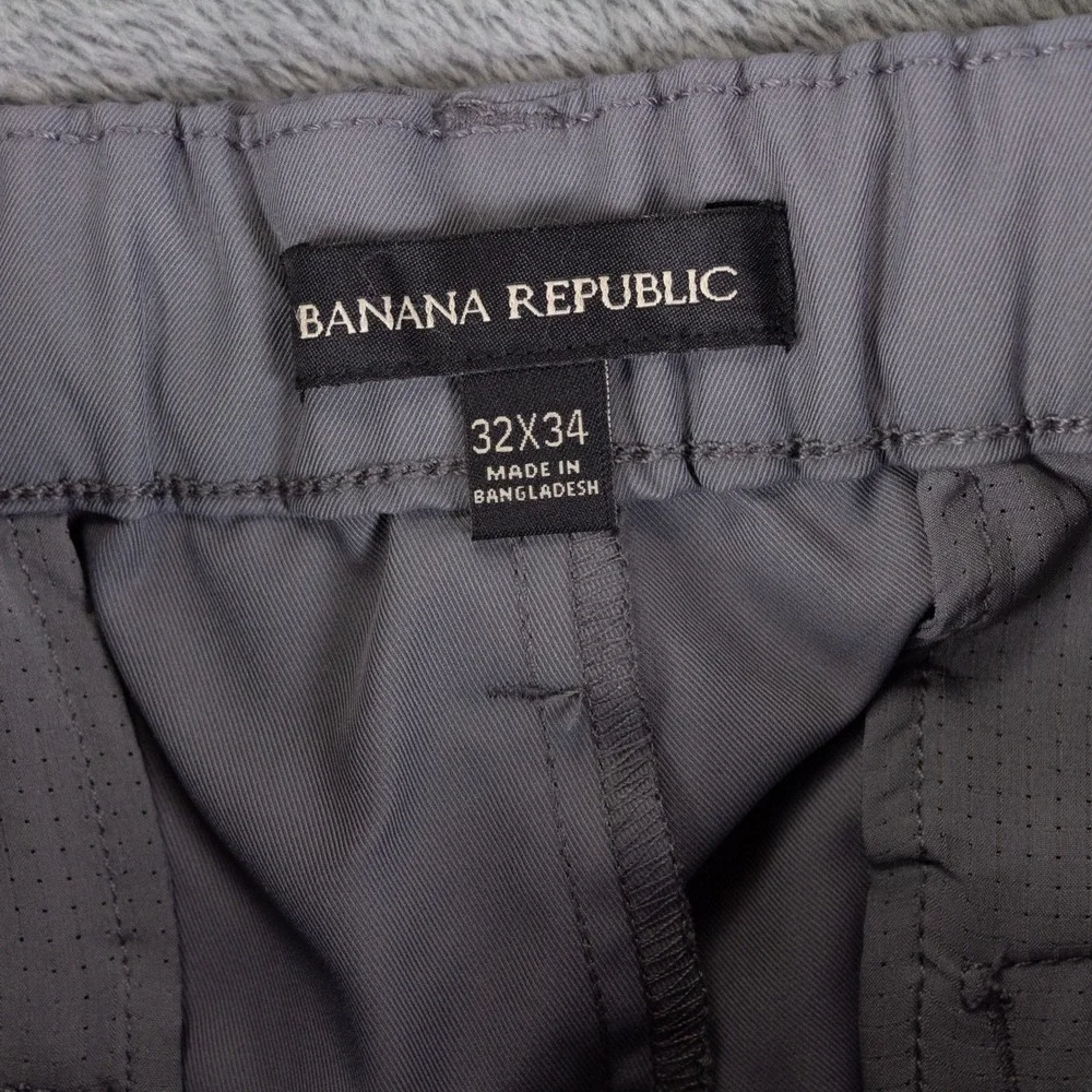 NWT Banana Republic Commuter Flex Pant Mens 32x34 Gray Polyester Tech Stretch